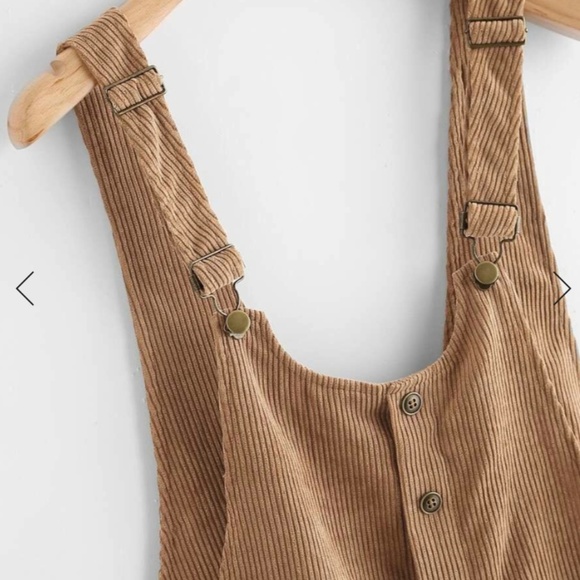 Button Up Patch Pocket Detail Cord Overalls